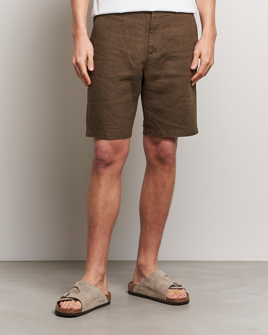 Herr | Linneshorts | NN07 | Crown Linen Shorts Cocoa Brown