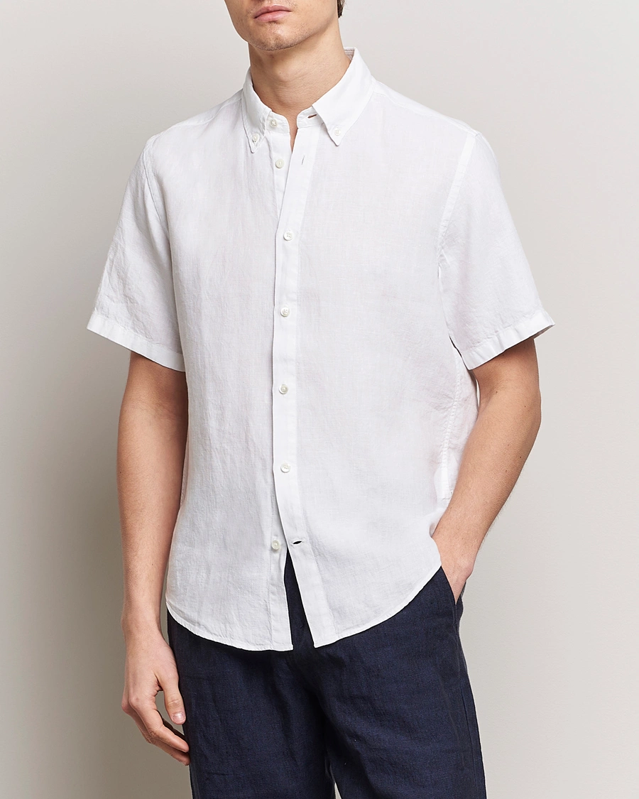 Herre | Afdelinger | NN07 | Arne Linen Short Sleeve Shirt White