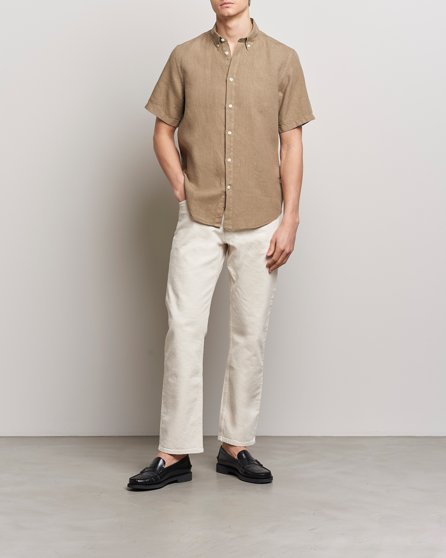 Herre | Skjorter | NN07 | Arne Linen Short Sleeve Shirt Greige