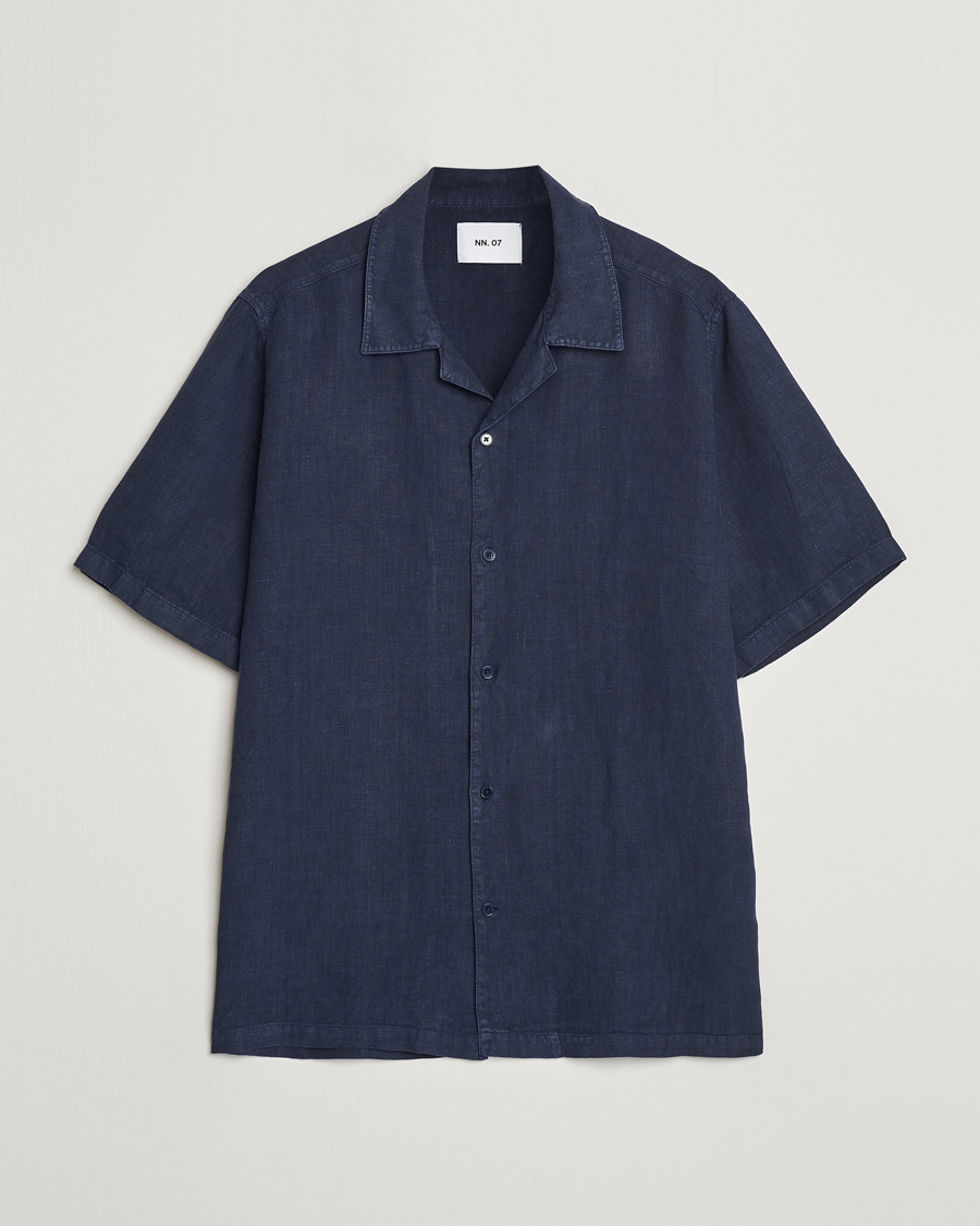 Herre | Skjorter | NN07 | Julio Linen Resort Shirt Navy Blue
