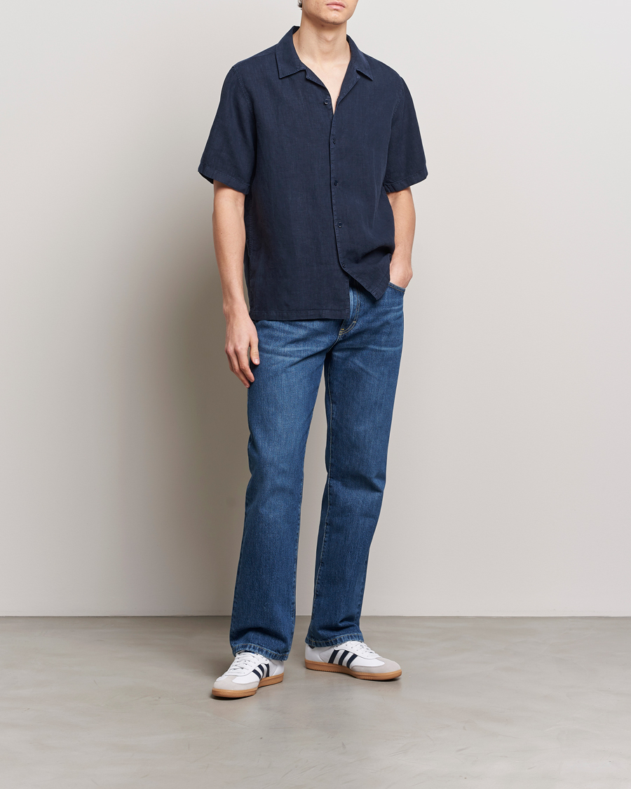 Herre | Skjorter | NN07 | Julio Linen Resort Shirt Navy Blue