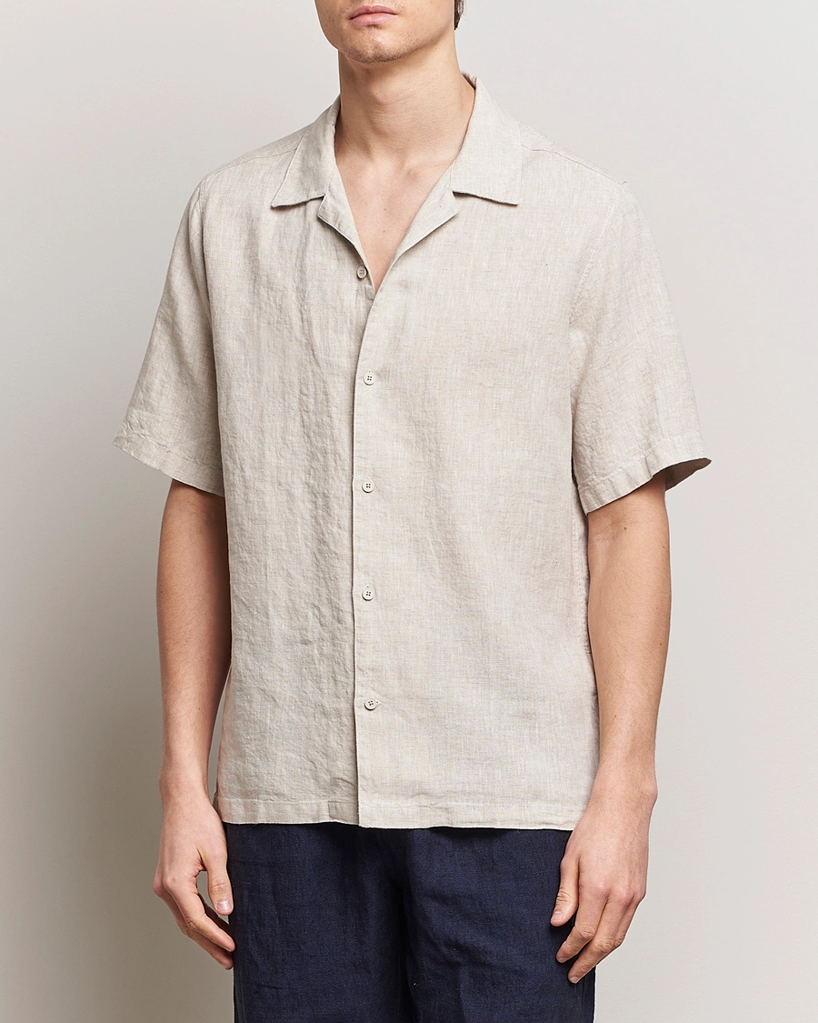 Herre | Kortærmede skjorter | NN07 | Julio Linen Resort Shirt Oat