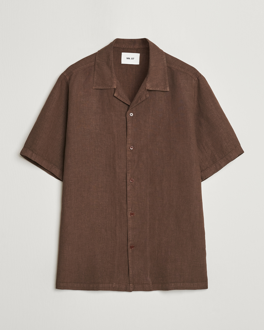 Herre | Skjorter | NN07 | Julio Linen Resort Shirt Cocoa Brown