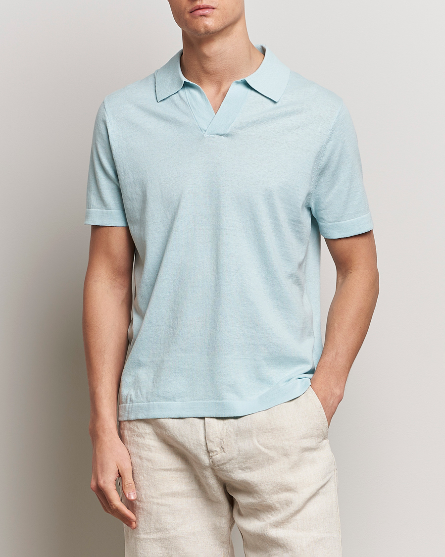 Men | NN07 | NN07 | Ryan Cotton/Linen Polo Winter Sky