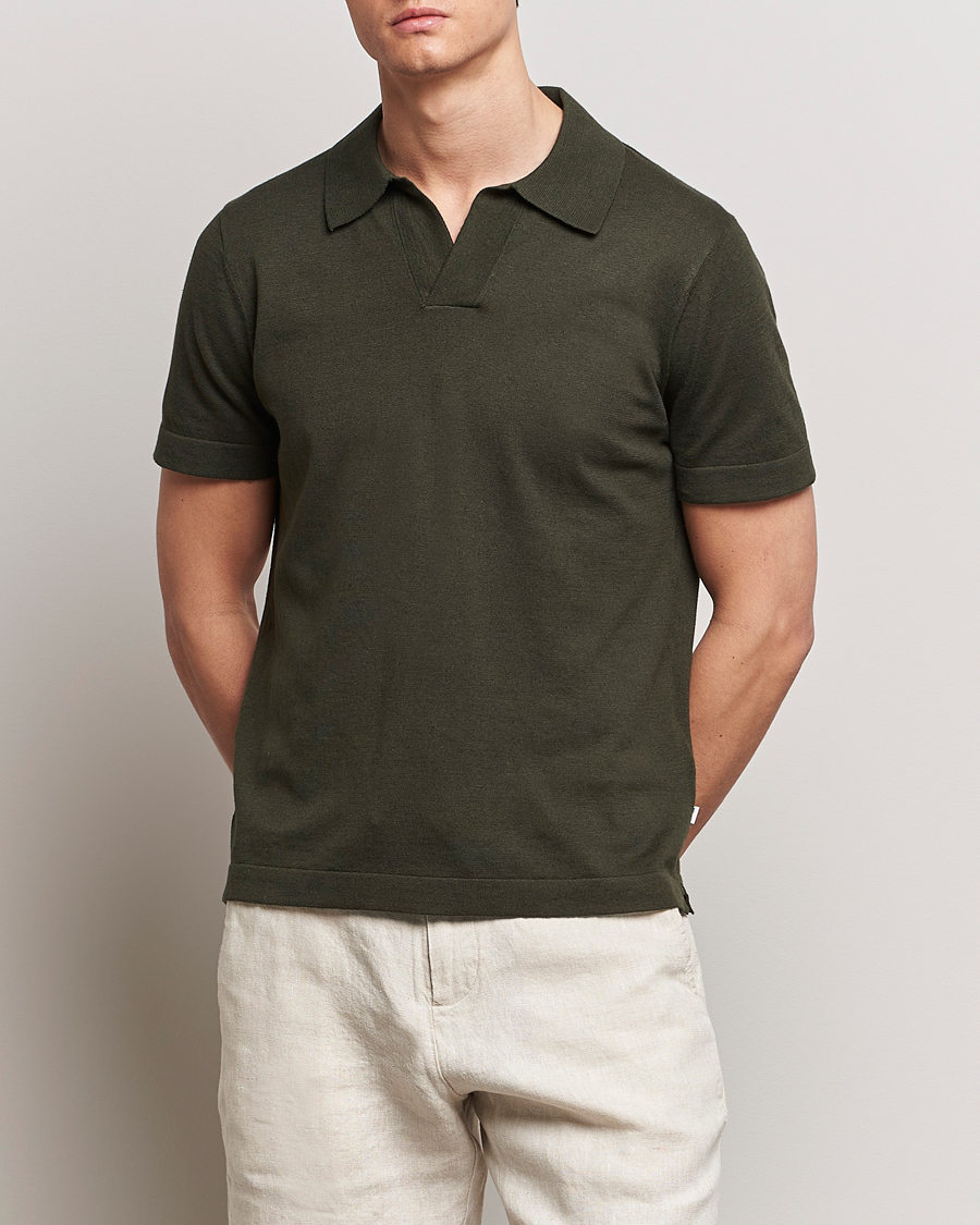 Herre | Kortærmede polotrøjer | NN07 | Ryan Cotton/Linen Polo Rosin Green