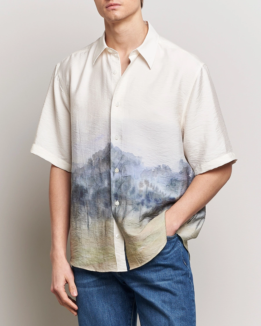 Herr | Skjortor | NN07 | Quinsy Printed Short Sleeve Shirt White Multi