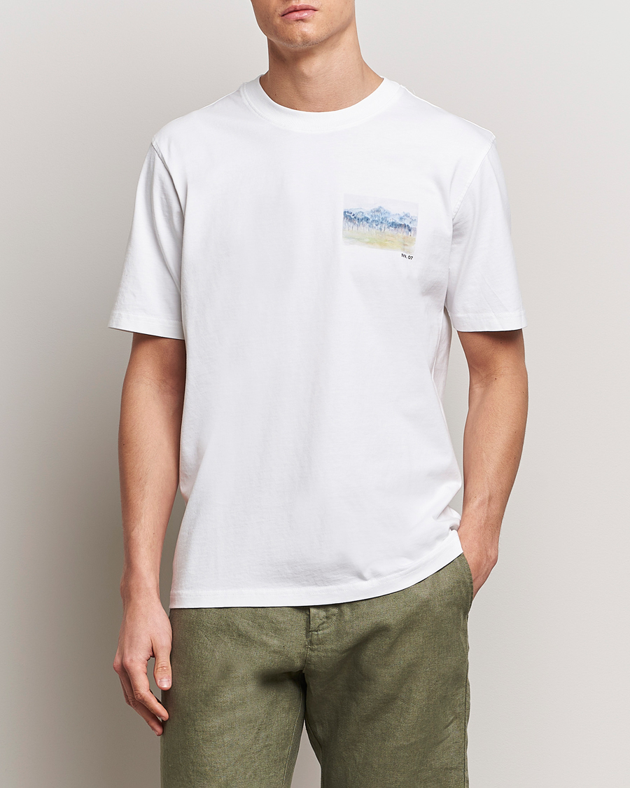 Herre | Tøj | NN07 | Adam Printed Crew Neck T-Shirt White