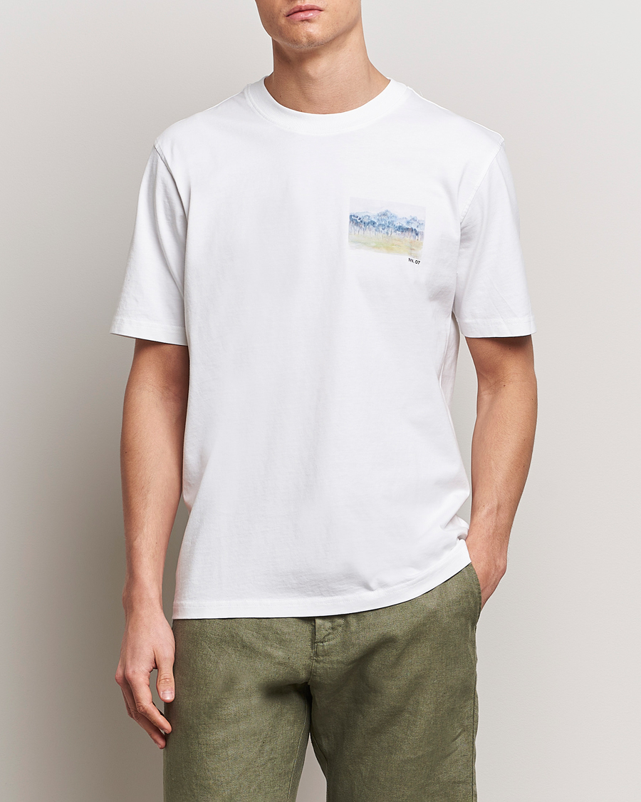 Herre | Business & Beyond | NN07 | Adam Printed Crew Neck T-Shirt White