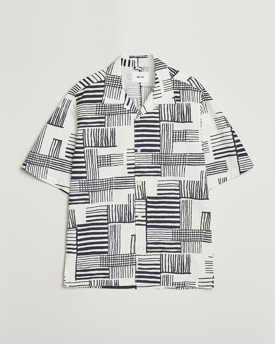Herre | Skjorter | NN07 | Ole Printed Short Sleeve Shirt Black Multi