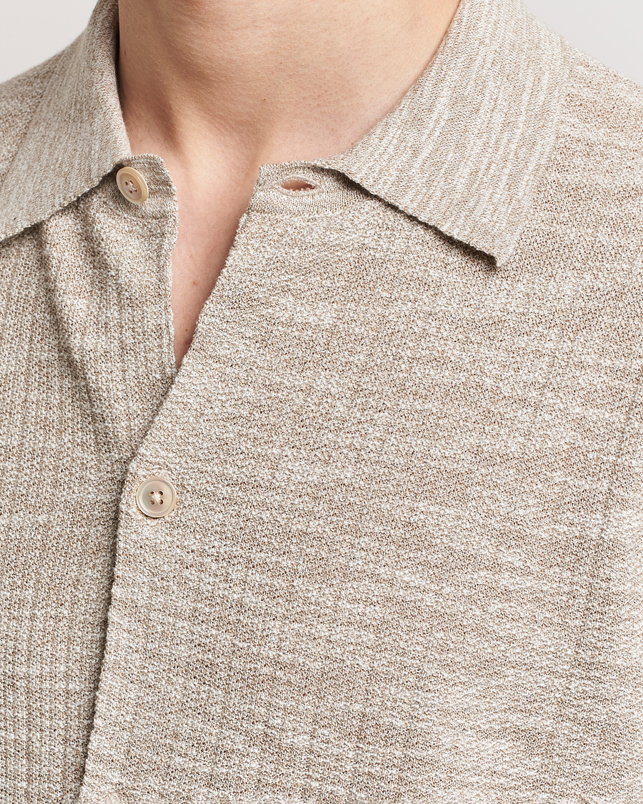 Herre | Skjorter | NN07 | Nolan Knitted Shirt Sleeve Shirt Greige Melange