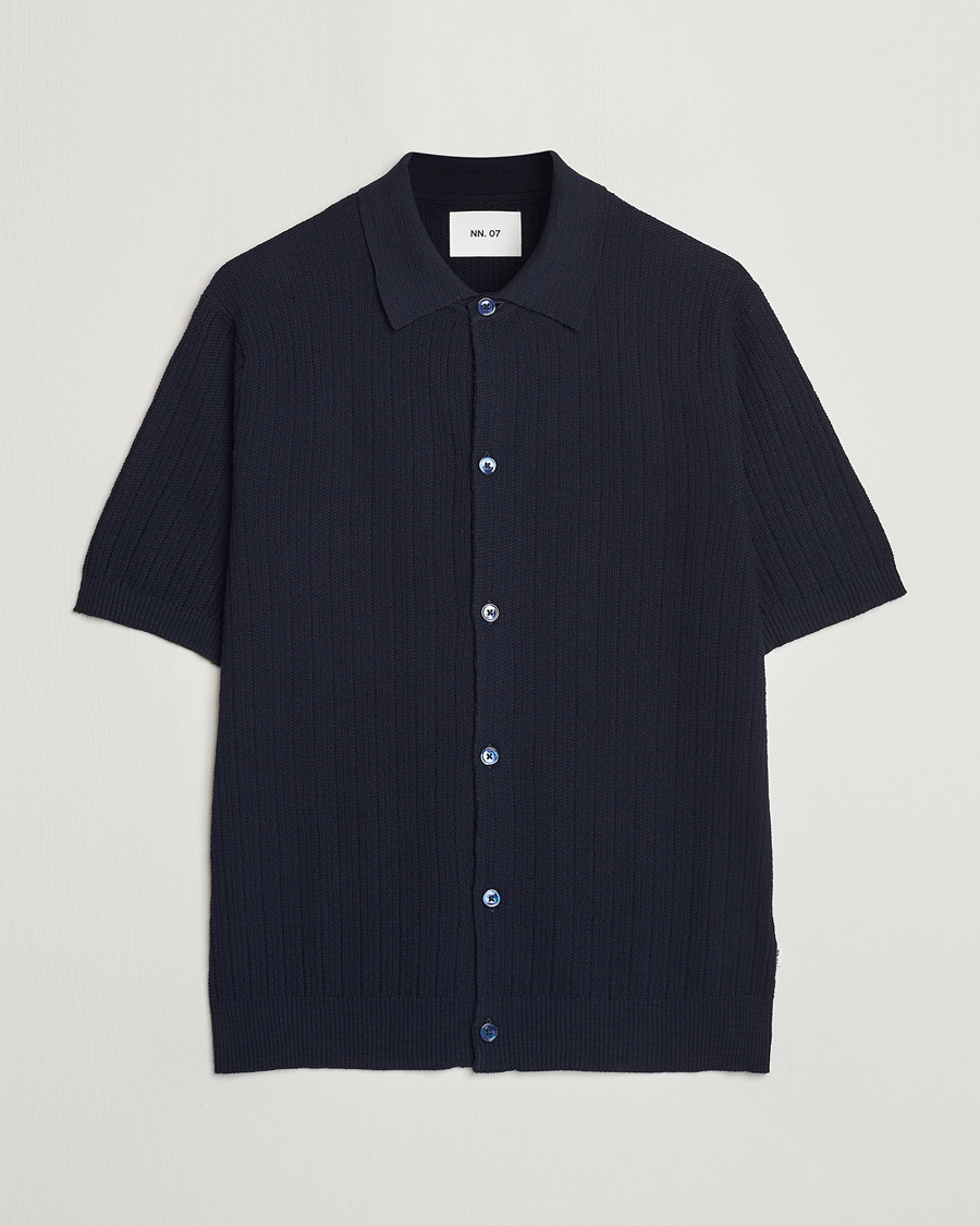 Herr |  | NN07 | Nolan Knitted Shirt Sleeve Shirt Navy Blue
