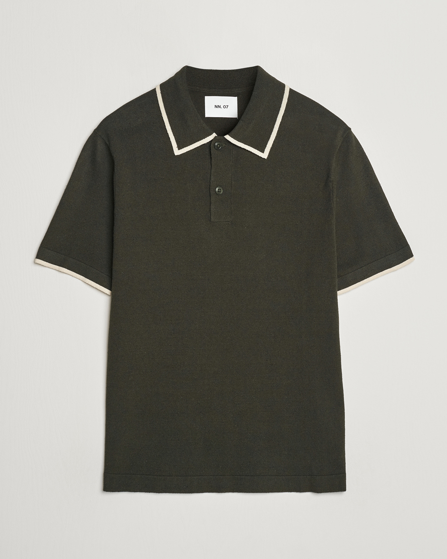 Herr |  | NN07 | Damon Silk/Cotton Knitted Polo Rosin Green