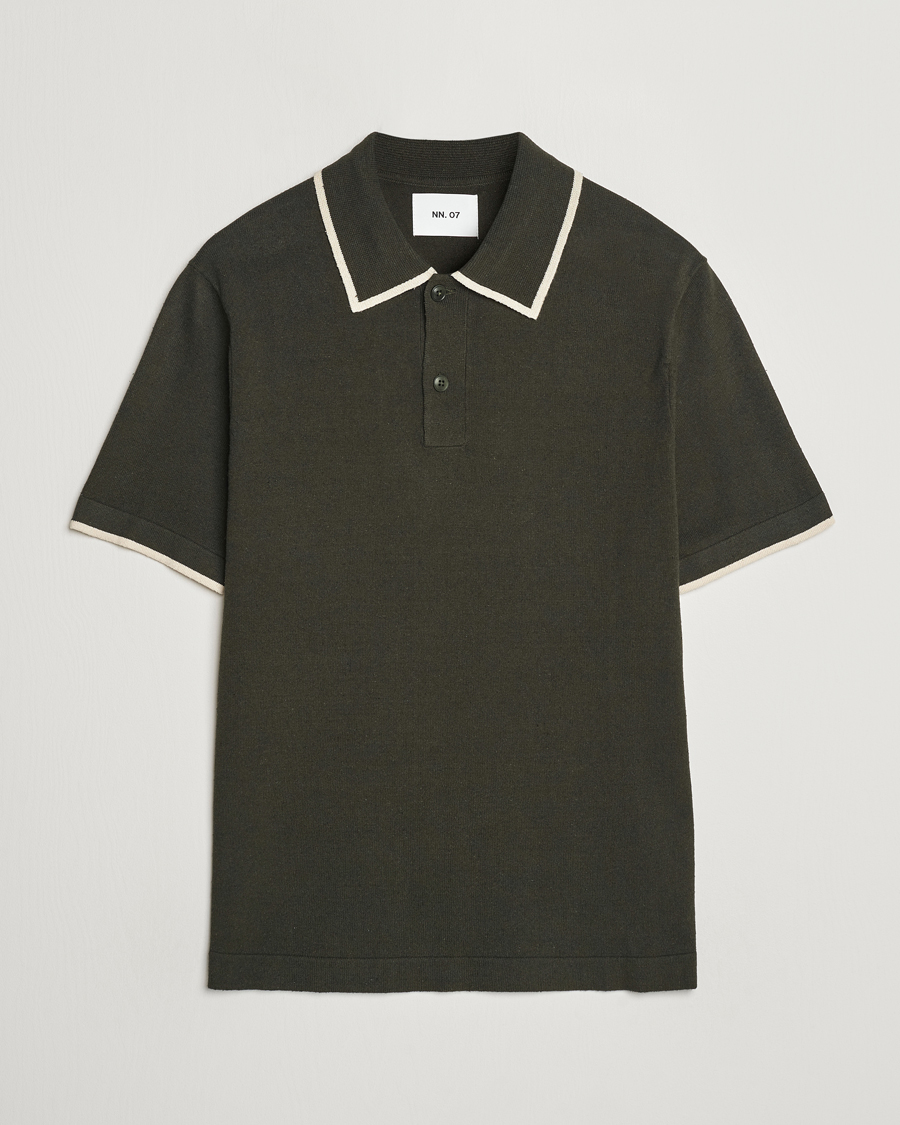 Herre | Polotrøjer | NN07 | Damon Silk/Cotton Knitted Polo Rosin Green