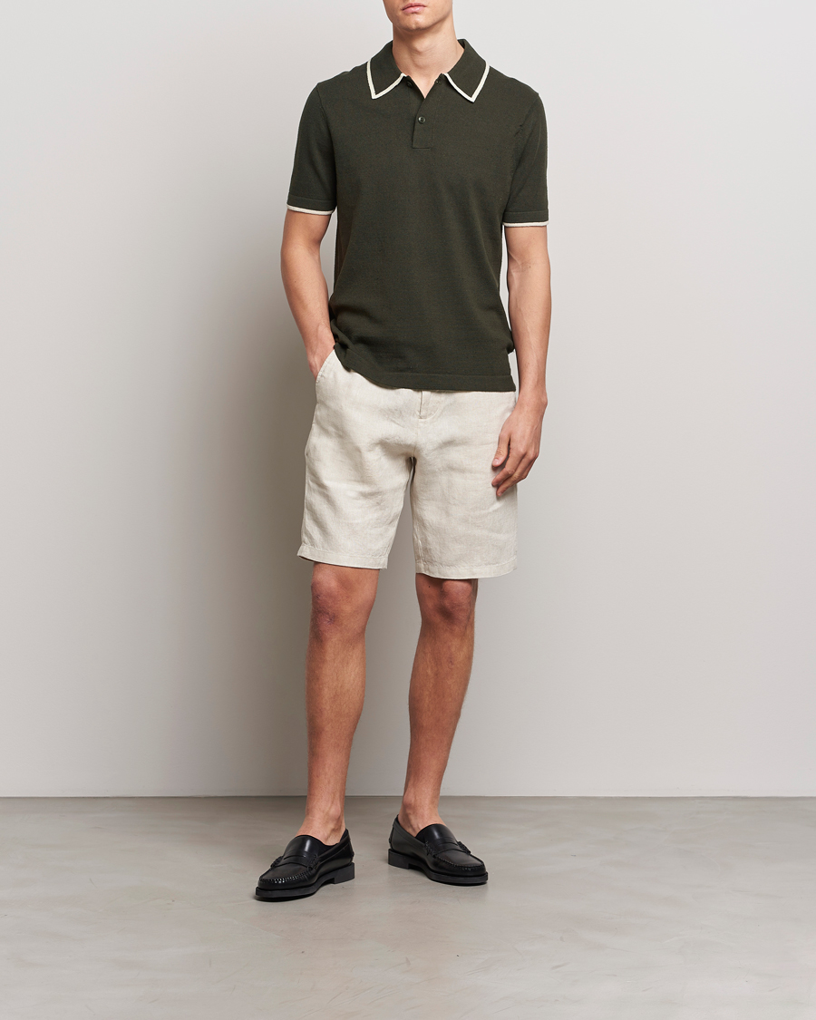 Herre | Polotrøjer | NN07 | Damon Silk/Cotton Knitted Polo Rosin Green