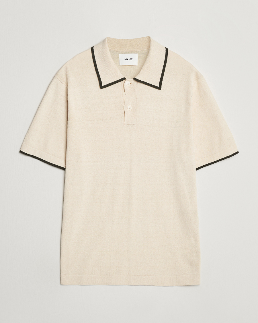 Herre | Polotrøjer | NN07 | Damon Silk/Cotton Knitted Polo Oat