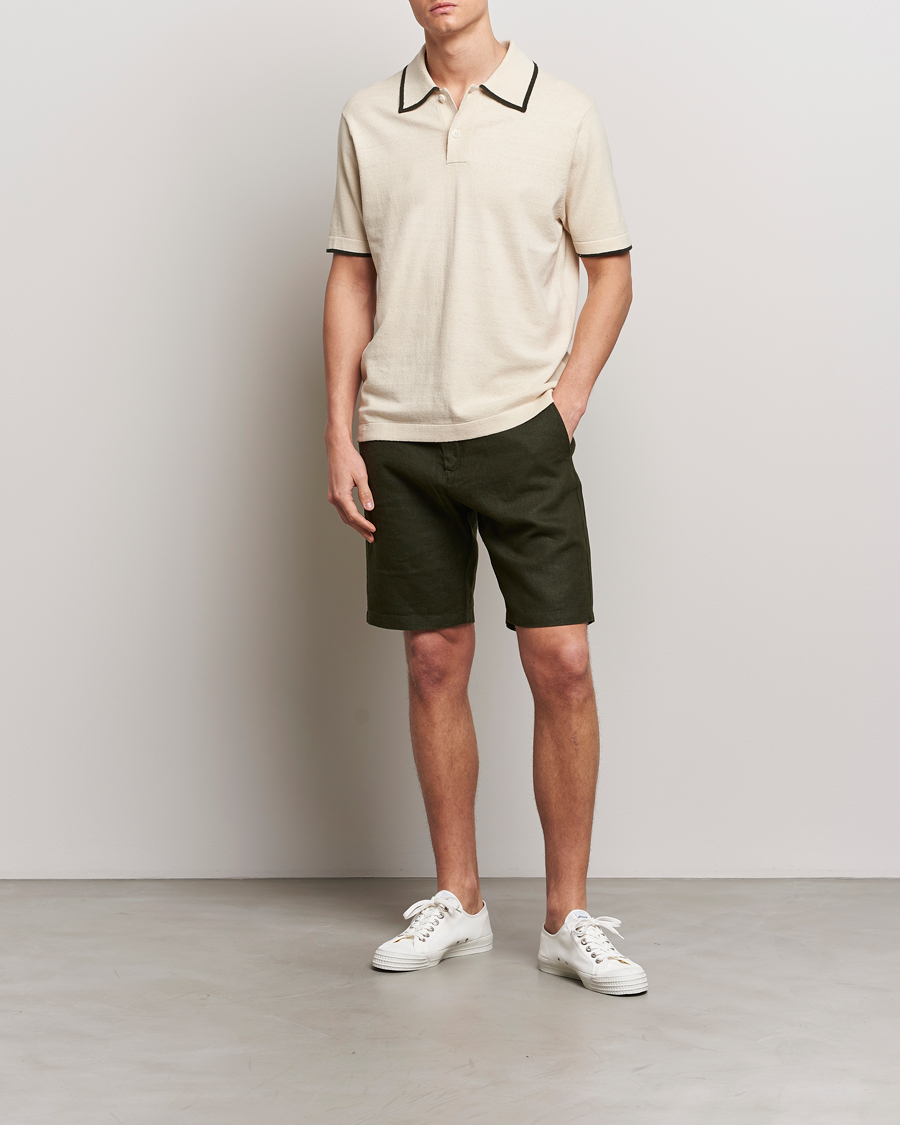 Herre | Polotrøjer | NN07 | Damon Silk/Cotton Knitted Polo Oat