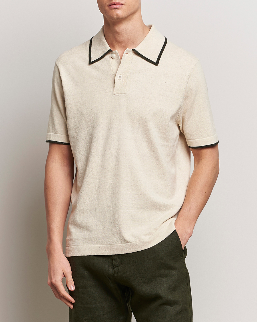 Herre | Klær | NN07 | Damon Silk/Cotton Knitted Polo Oat