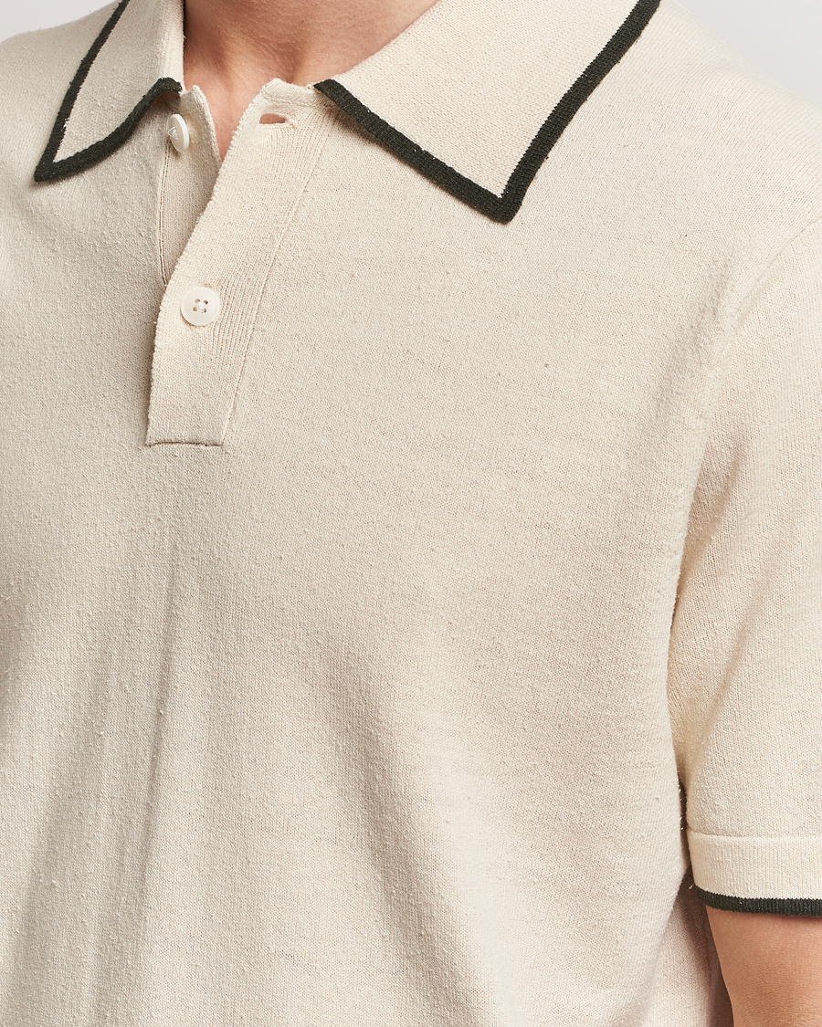 Herre | Polotrøjer | NN07 | Damon Silk/Cotton Knitted Polo Oat