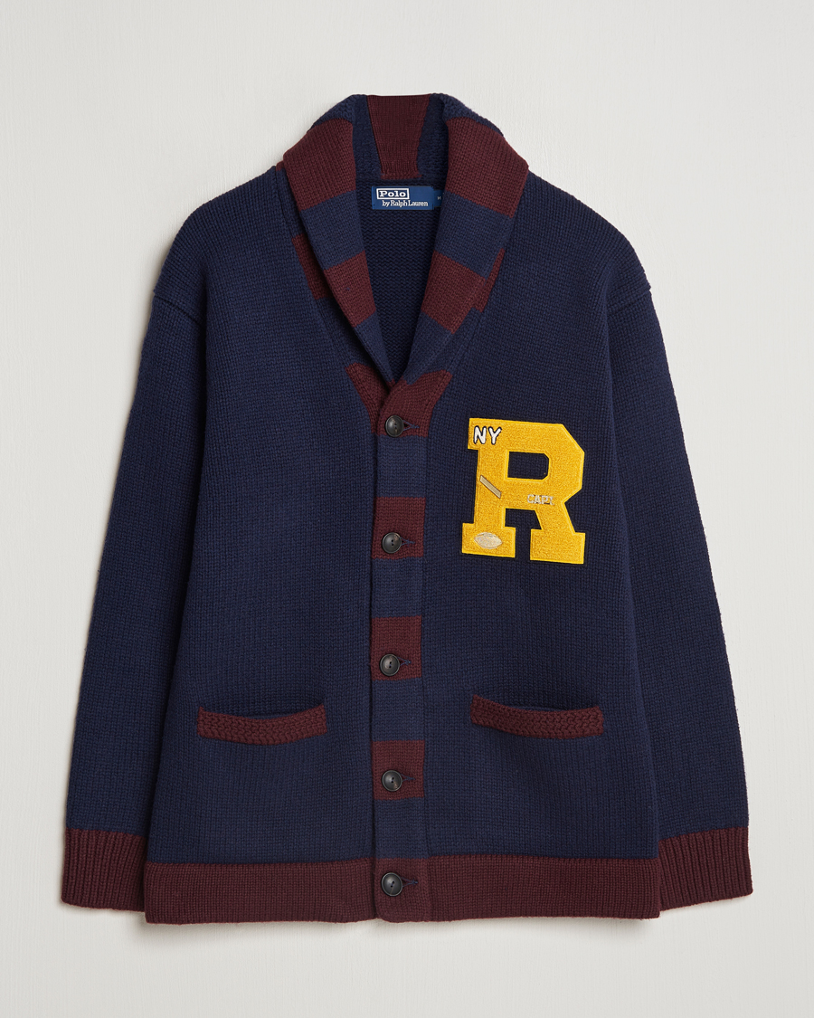 Herre | Trøjer | Polo Ralph Lauren | Varsity Wool Shawl Cardigan Aviator Navy Combo
