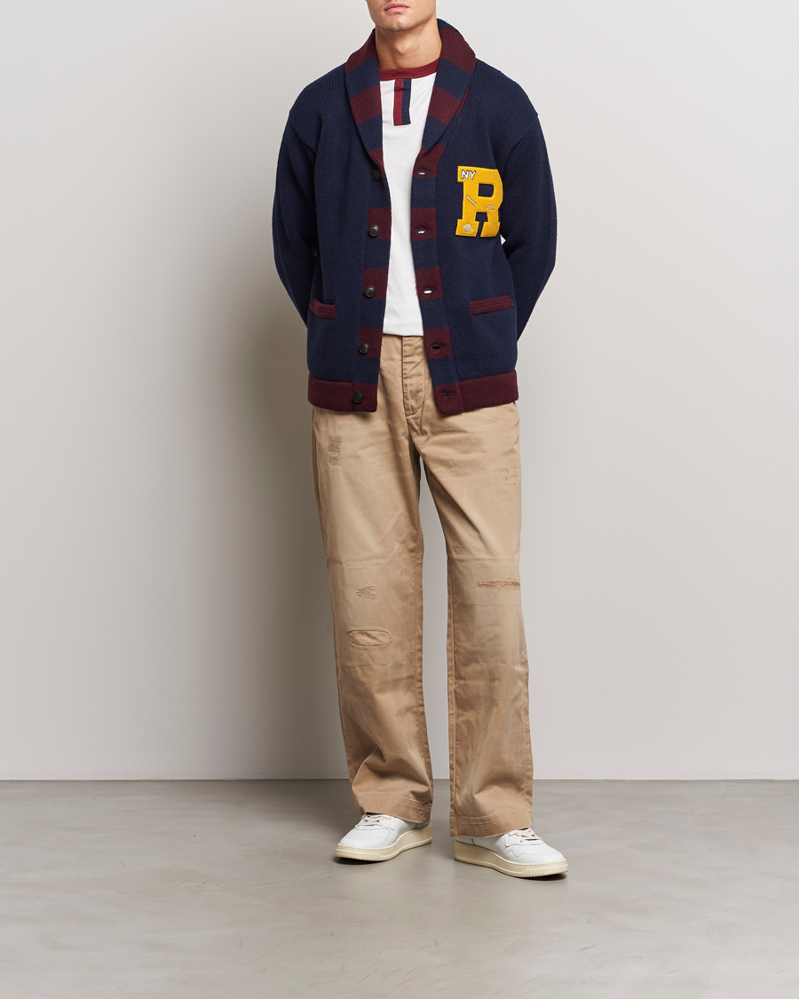 Herre | Trøjer | Polo Ralph Lauren | Varsity Wool Shawl Cardigan Aviator Navy Combo