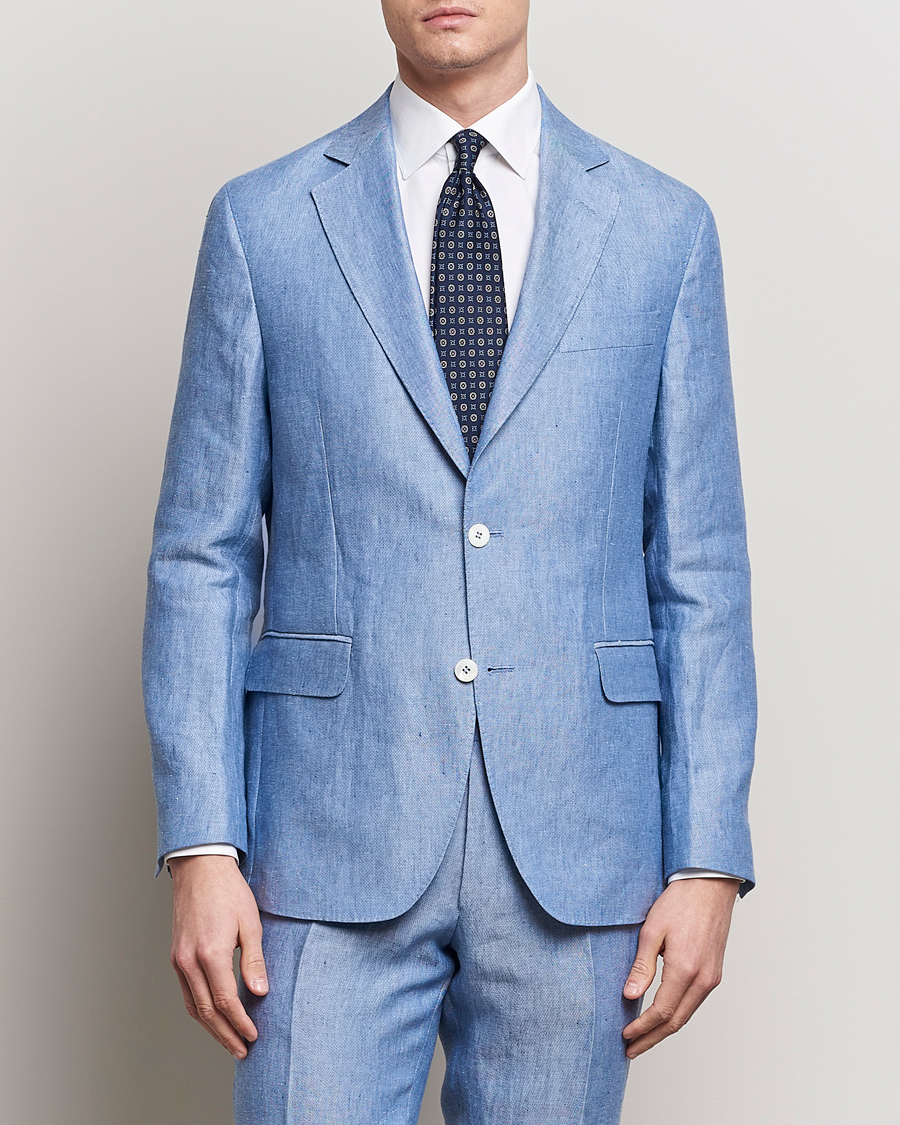 Herre |  | Oscar Jacobson | Ferry Soft Linen Blazer Smog Blue