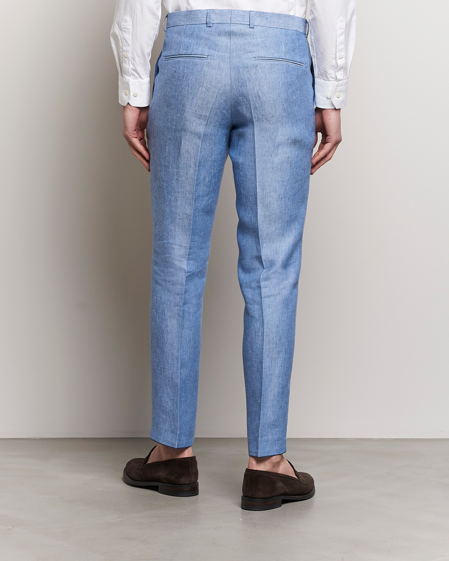 Herre | Bukser | Oscar Jacobson | Denz Linen Trousers Smog Blue