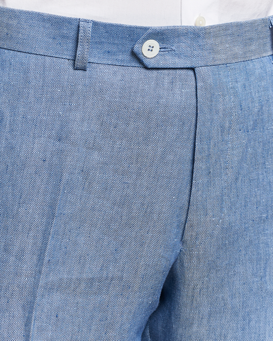 Herre | Bukser | Oscar Jacobson | Denz Linen Trousers Smog Blue