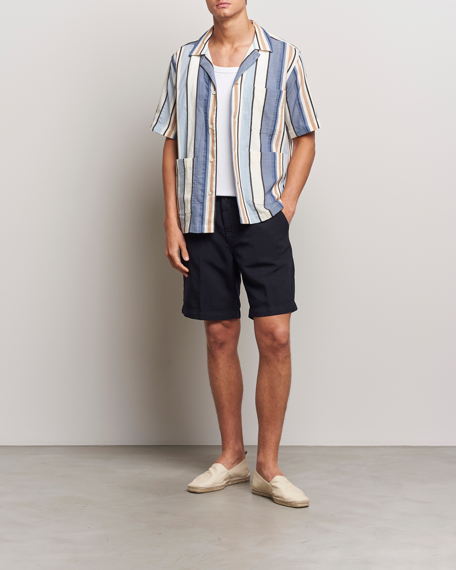 Herre | Shorts | Oscar Jacobson | Poggio Washed Linen Shorts Navy