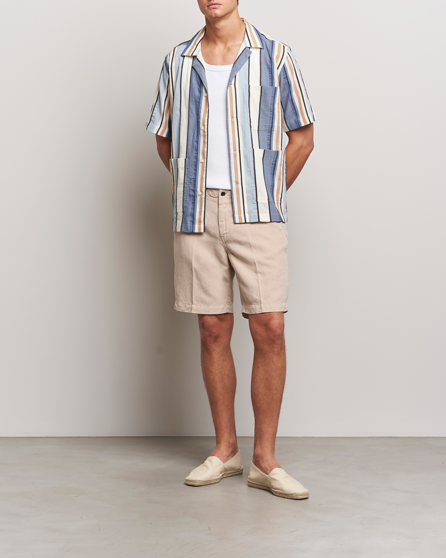 Herre | Shorts | Oscar Jacobson | Poggio Washed Linen Shorts Beige