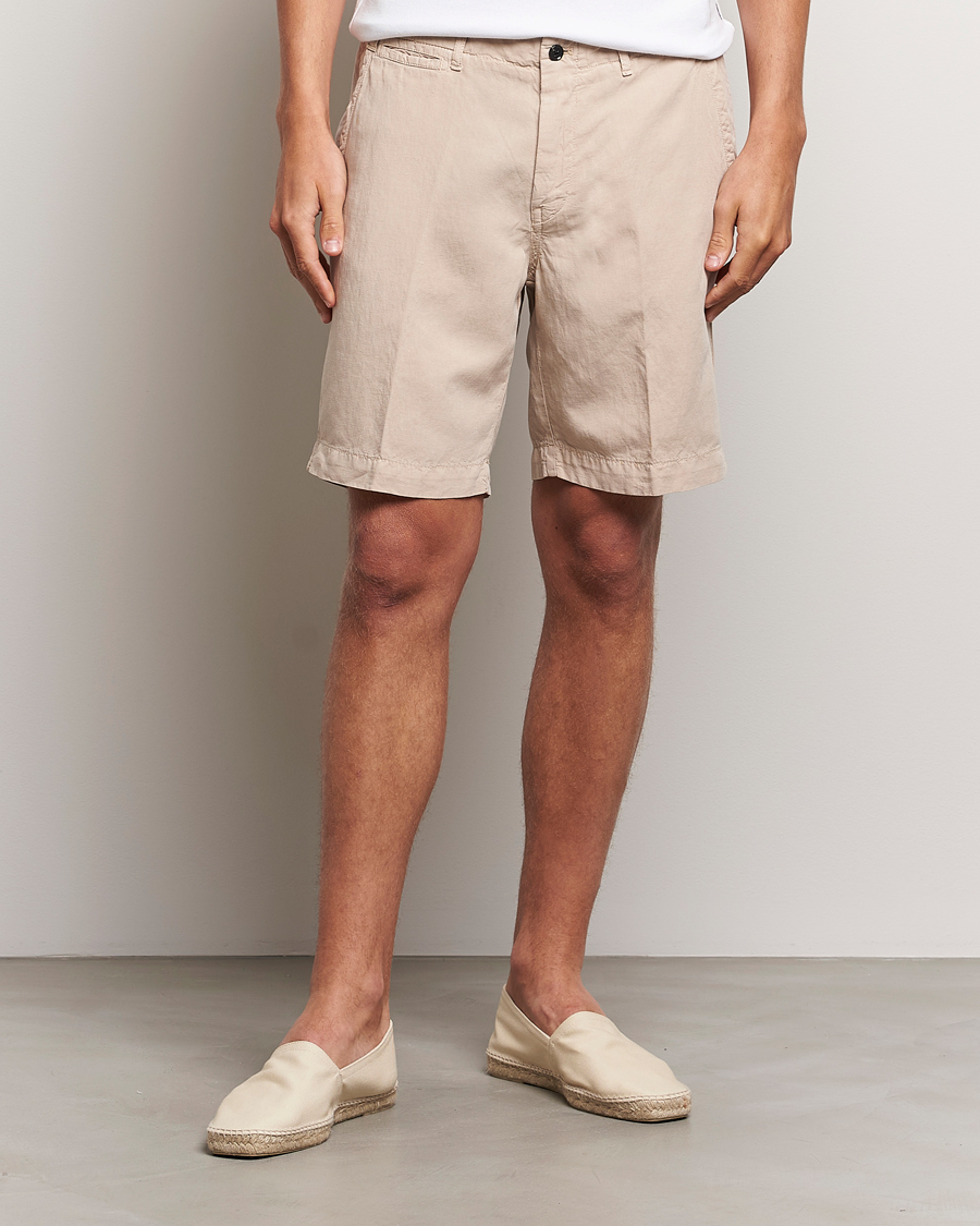 Herre |  | Oscar Jacobson | Poggio Washed Linen Shorts Beige