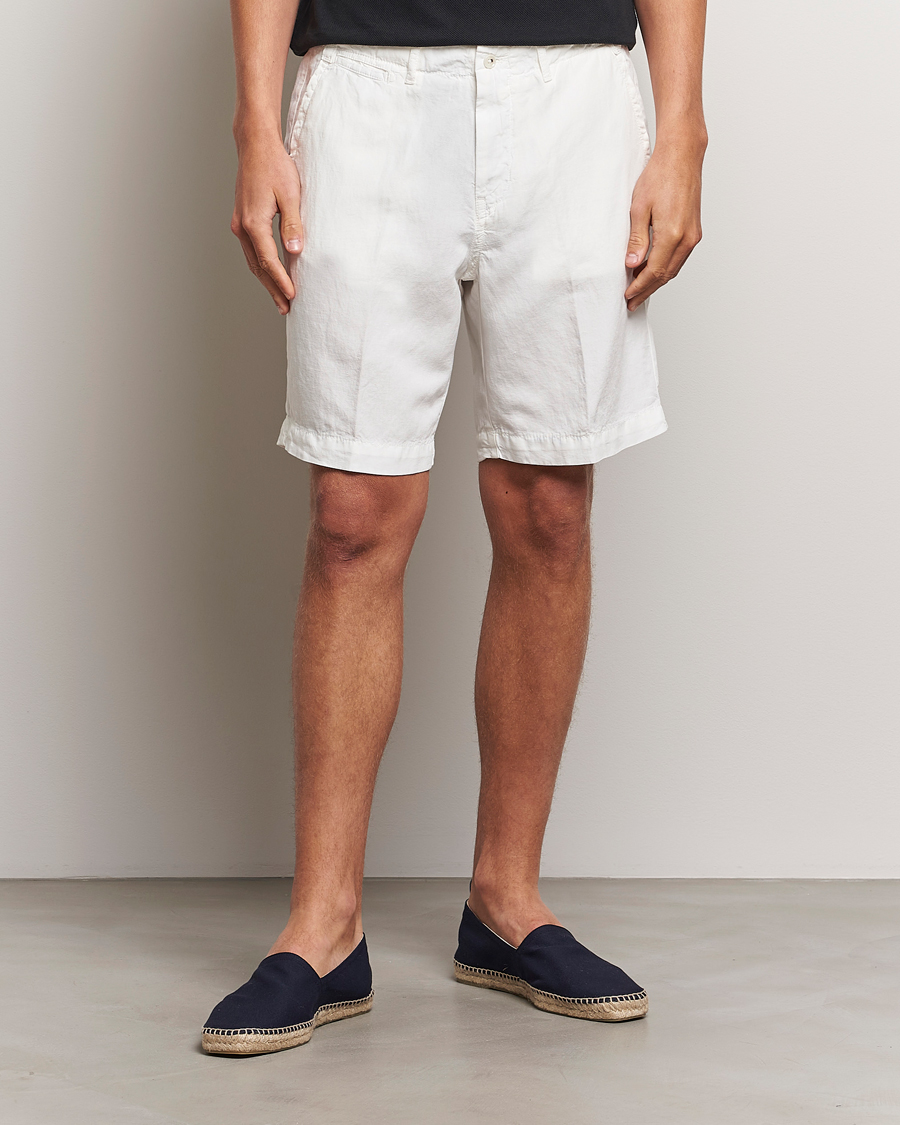 Herre |  | Oscar Jacobson | Poggio Washed Linen Shorts White