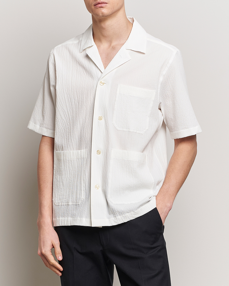 Herre | Oscar Jacobson | Oscar Jacobson | Hanks Reg Seersucker Shirt White