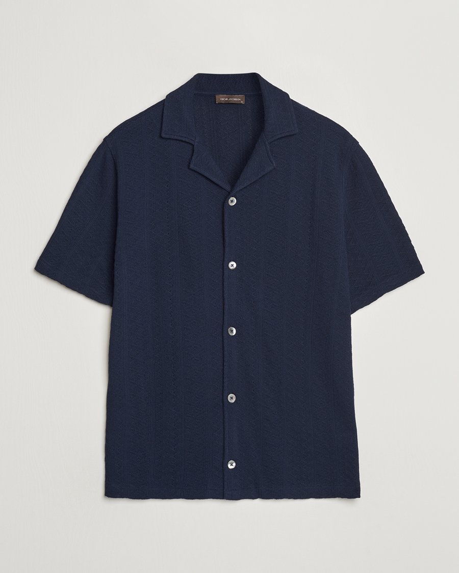 Herre |  | Oscar Jacobson | Mattis Reg Knitted Shirt Navy