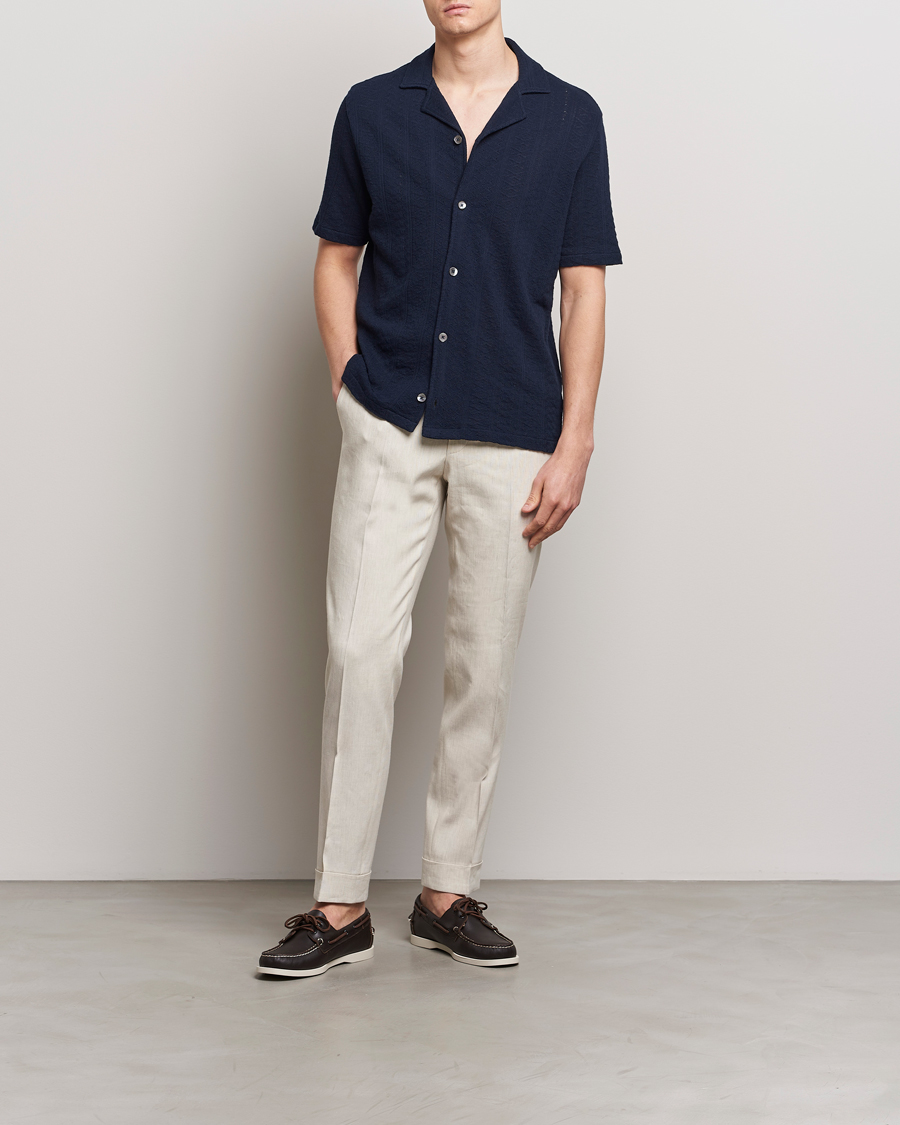 Herr |  | Oscar Jacobson | Mattis Reg Knitted Shirt Navy