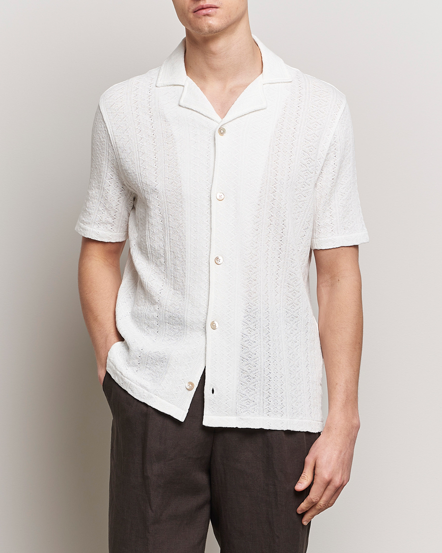 Herre | Nyheder | Oscar Jacobson | Mattis Reg Knitted Shirt White