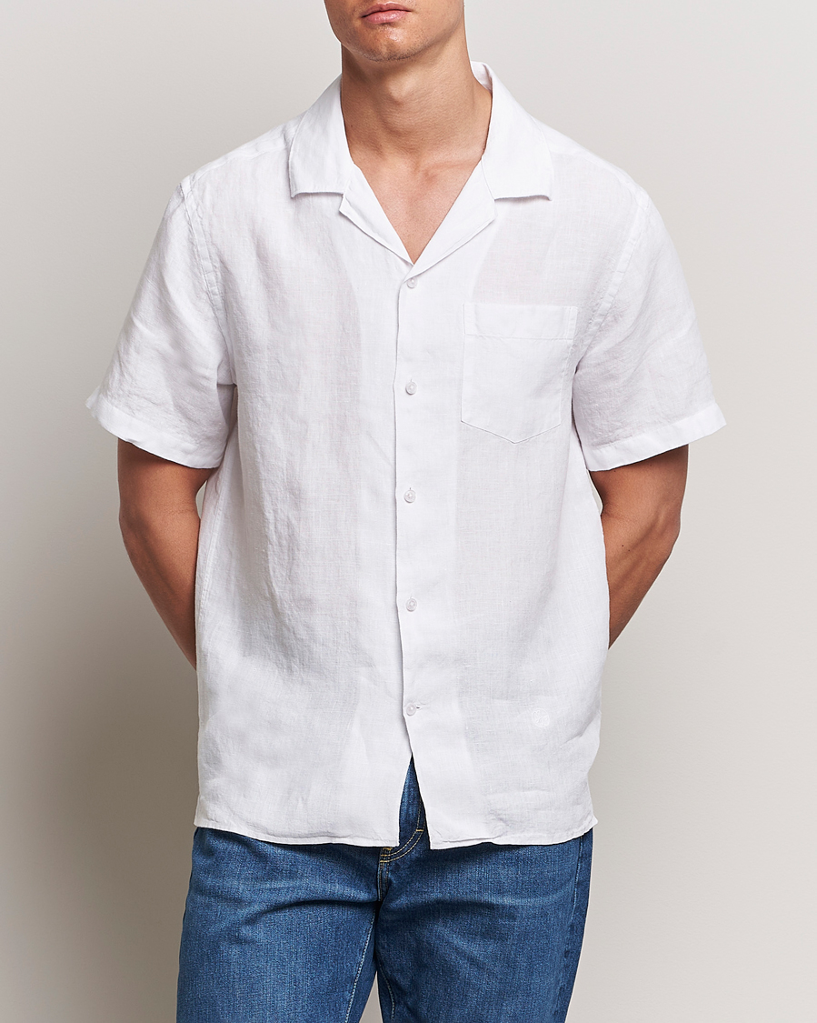 Herre | Nyheder | J.Lindeberg | Elio Linen Melange Shirt White