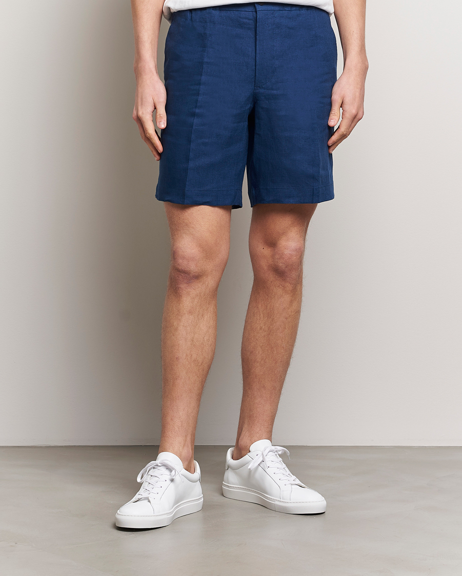 Herre | J.Lindeberg | J.Lindeberg | Baron Linen Shorts Estate Blue