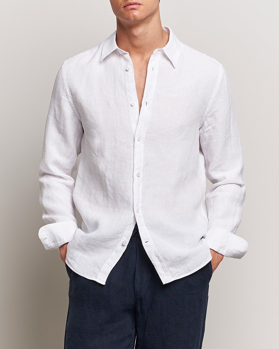 Herre | Hørskjorter | J.Lindeberg | Slim Linen Melange Shirt White