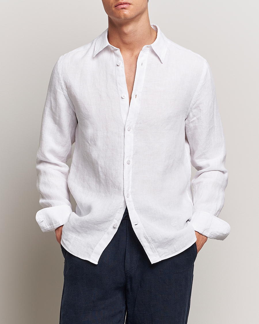 Herre | Nyheder | J.Lindeberg | Slim Linen Melange Shirt White