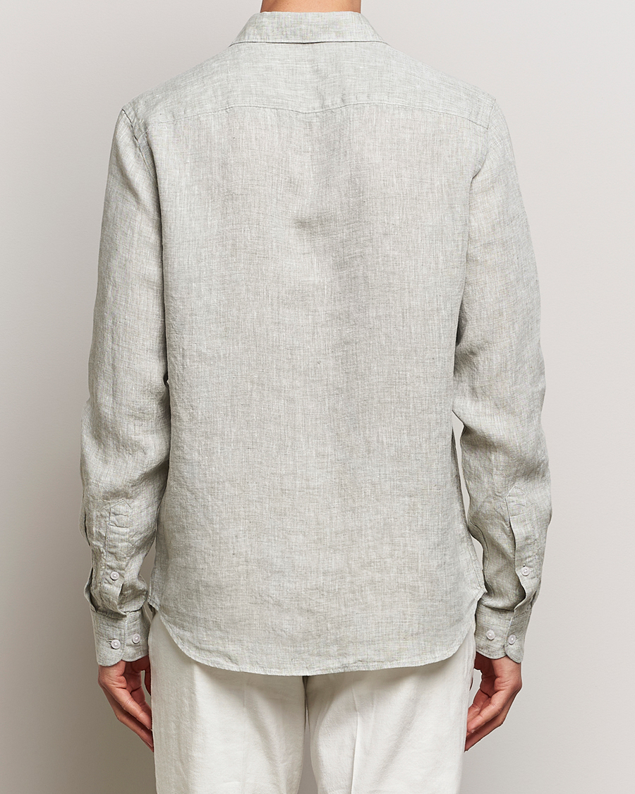 Herre | Skjorter | J.Lindeberg | Slim Linen Melange Shirt Oil Green
