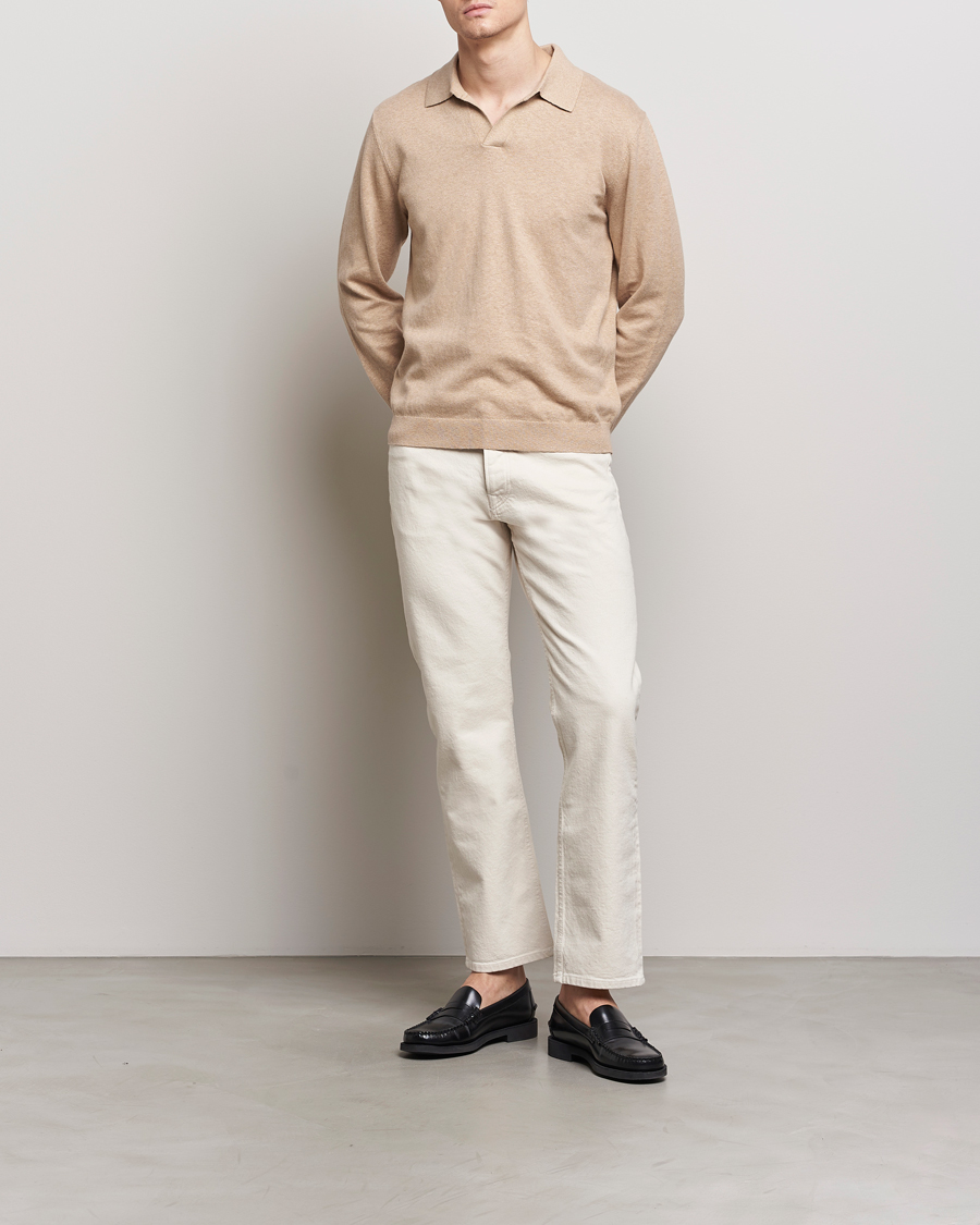 Herre | Trøjer | A Day's March | Manol Cotton Linen Polo Khaki