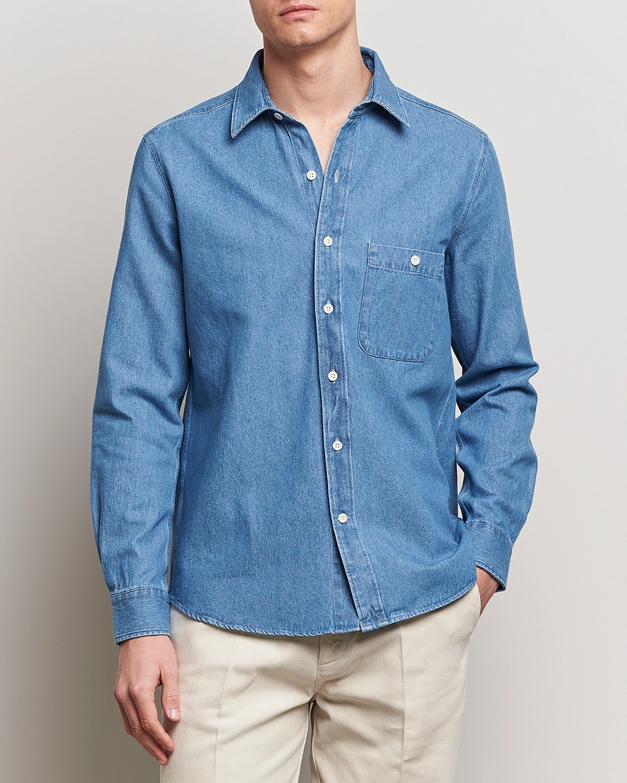 Herre | A Day's March | A Day's March | Mason Sturdy Denim Shirt Light Blue