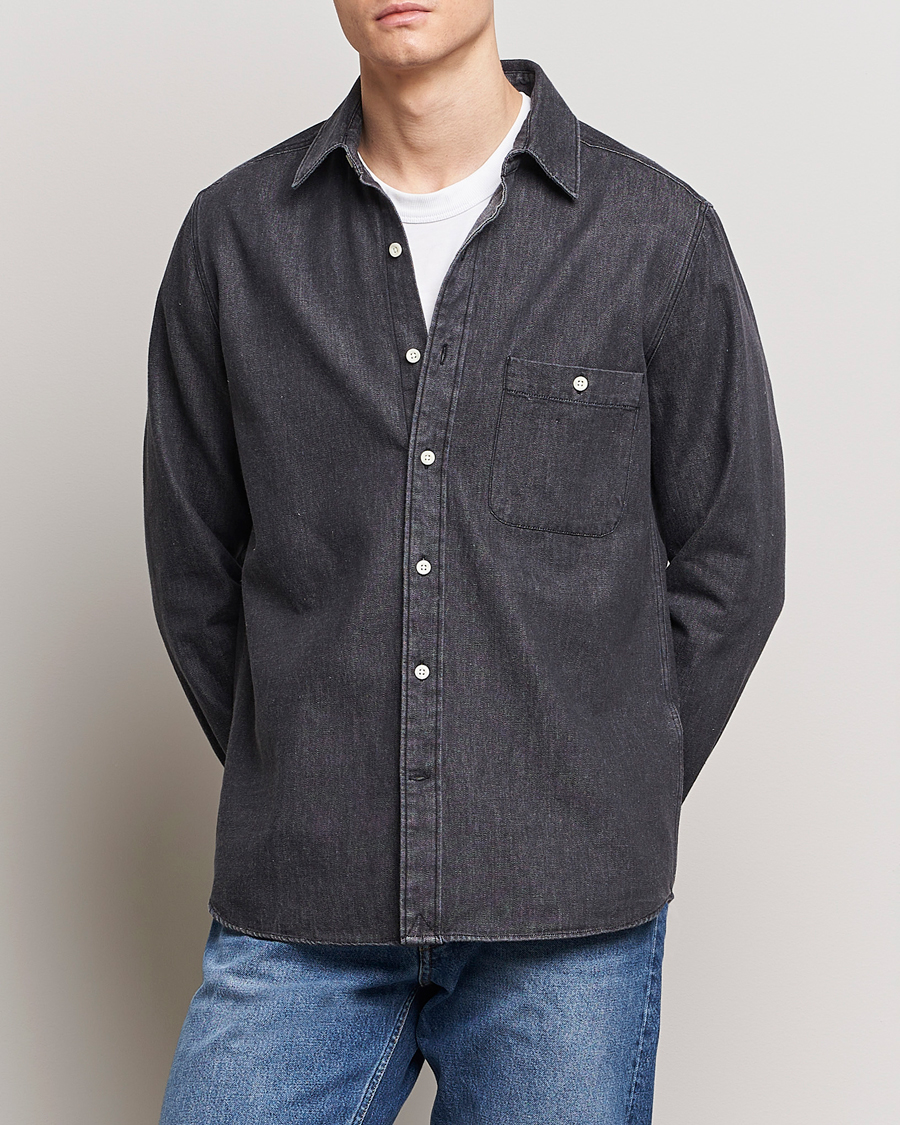 Herre | Casual | A Day's March | Mason Sturdy Denim Shirt Off Black