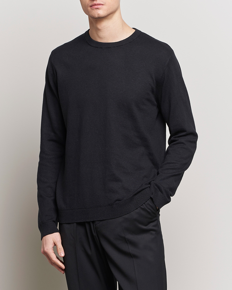 Herre | Afdelinger | A Day\'s March | Alagon Cotton/Linen Crew Black