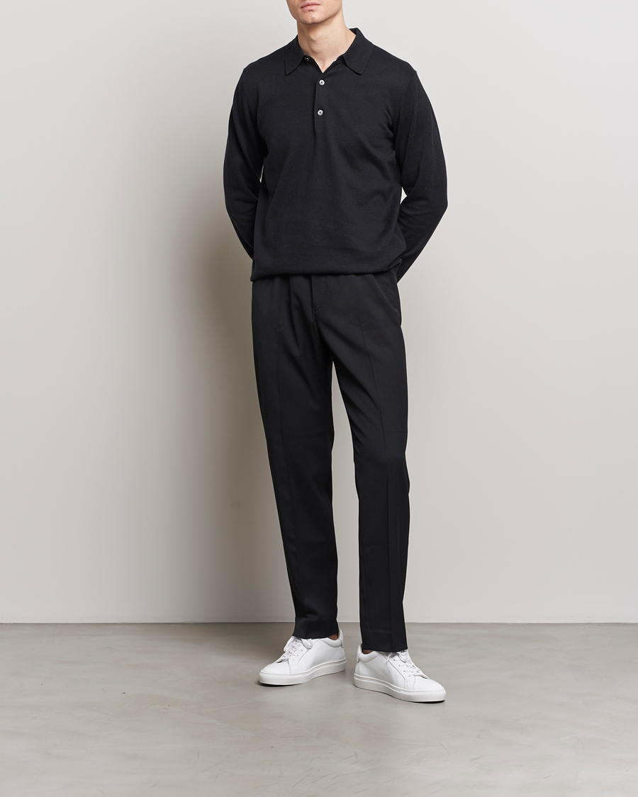 Herre | Trøjer | A Day's March | Ambroz Cotton/Linen Polo Black