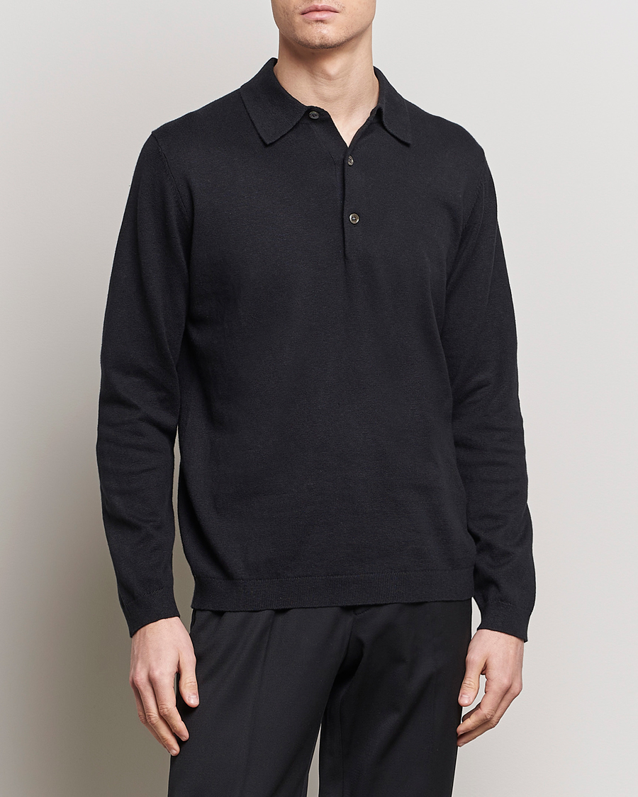 Herre | Tøj | A Day's March | Ambroz Cotton/Linen Polo Black