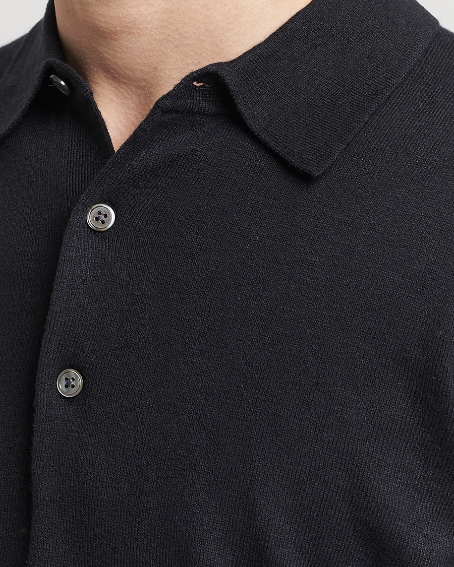 Herre | Trøjer | A Day's March | Ambroz Cotton/Linen Polo Black