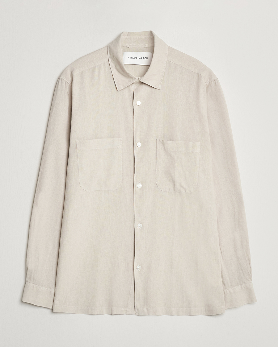 Herre | Skjorter | A Day's March | Balain Linen/Viscose Shirt Dove