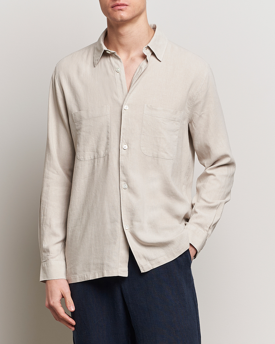Herre | A Day's March | A Day's March | Balain Linen/Viscose Shirt Dove