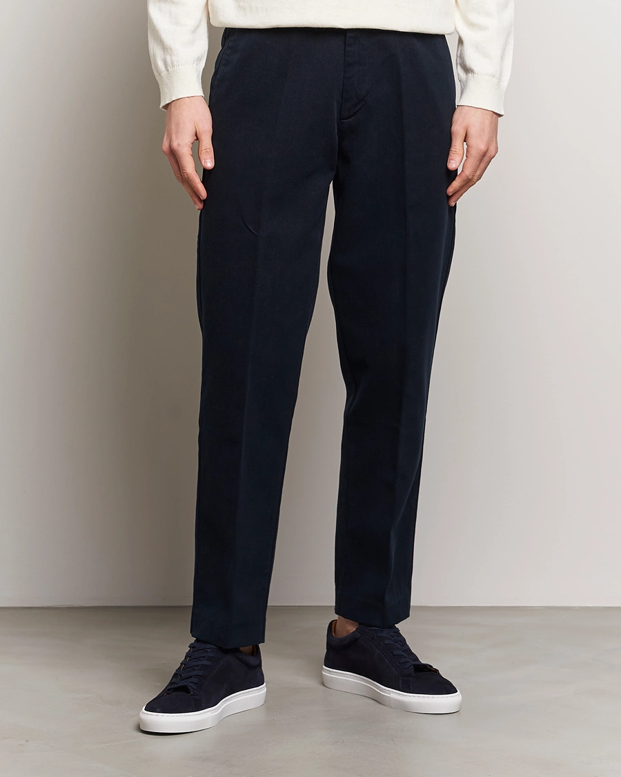 Herre | Contemporary Creators | A Day's March | Miller Cotton/Lyocell Trousers Navy